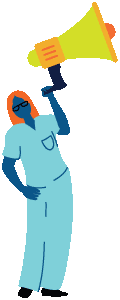 Nurse with a bullhorn